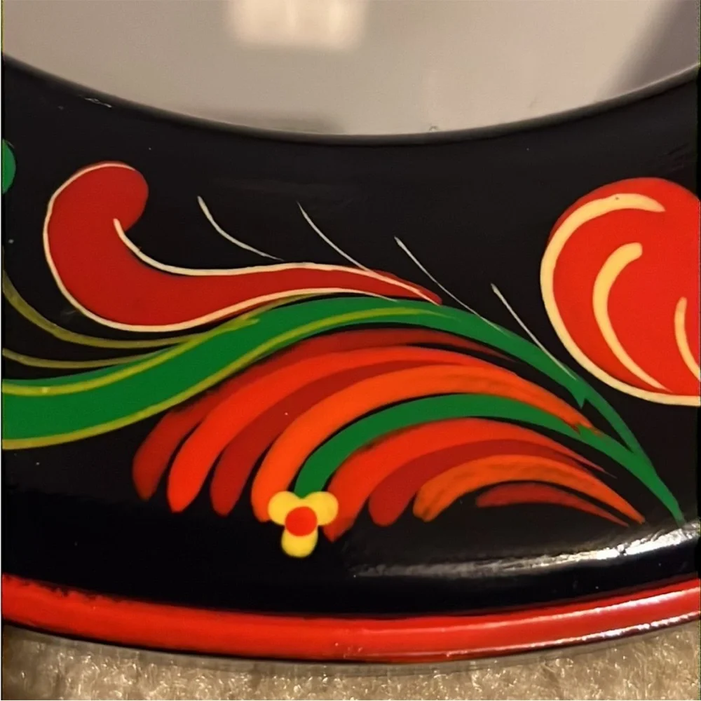 Hungarian Handmade Mirror Hand Painted Navy Blue Base